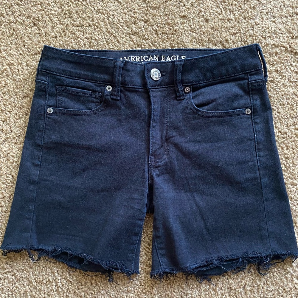 American Eagle Outfitters Black Jean Midi Shorts